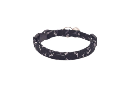 Black Lightning Bolts Cat Collar