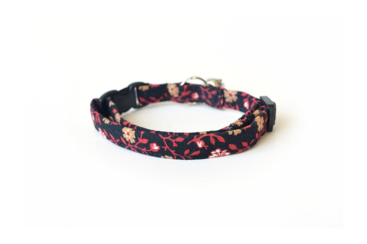 Black, Red & Gold Floral Cat Collar
