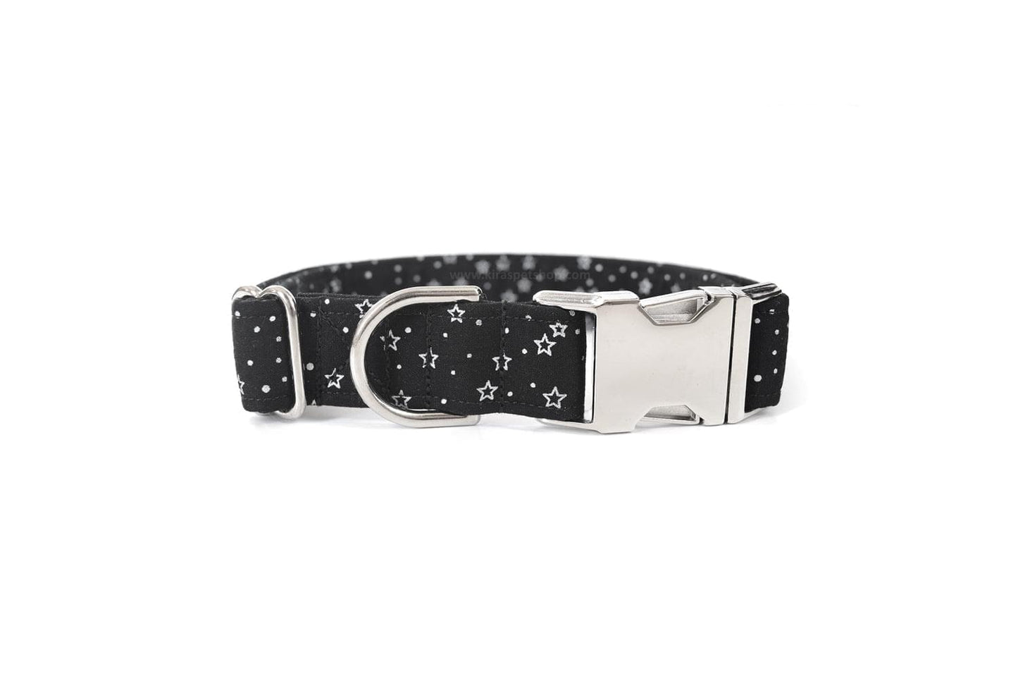Black & Metallic Silver Stars Dog Collar
