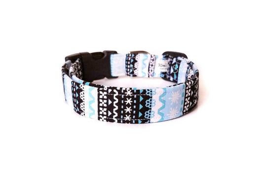 Black, Blue & White Nordic Winter Dog Collar