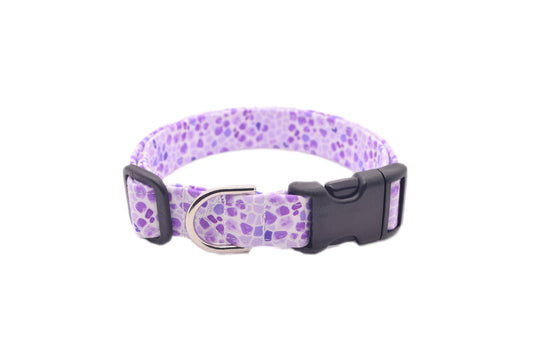 Lilac Purple Stone Pattern Dog Collar - Lavender Cobblestones - Handmade by Kira's Pet Shop