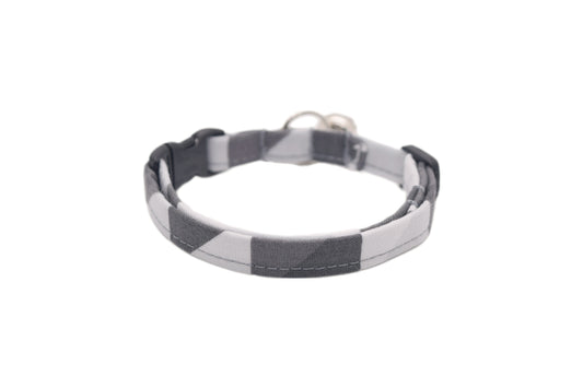 Gray Geometric Cat Collar - Breakaway Cat Collar - Handmade by Kira's Pet Shop