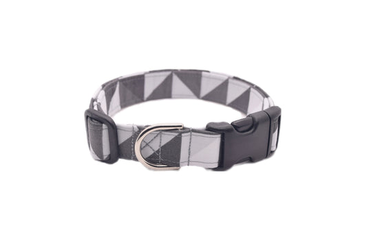 Gray Geometric Dog Collar - Handmade by Kira's Pet Shop