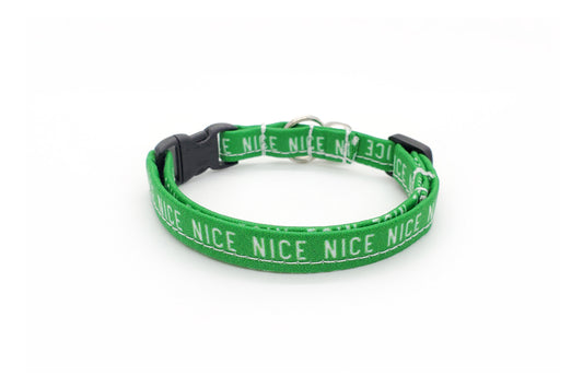 Green Cat Collar - Naughty or Nice - Christmas Breakaway Cat Collar - Handmade by Kira's Pet Shop