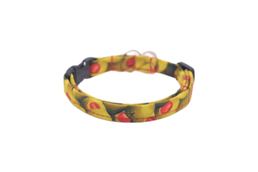 Green Olive Cat Collar - Green Olives Breakaway Cat Collar - Handmade by Kira's Pet Shop