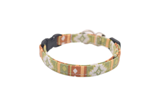 Green Tribal Cat Collar - Green Southwest Breakaway Cat Collar - Handmade by Kira's Pet Shop