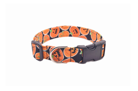 Halloween Jack-o-Lantern Dog Collar - Handmade by Kira's Pet Shop