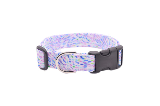 Lilac Purple & Colorful Abstract Spots Dog Collar - Handmade by Kira's Pet Shop