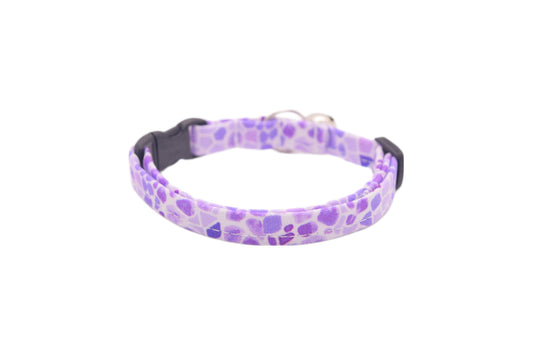 Lilac Purple Stone Pattern Breakaway Cat Collar - Lavender Purple Cat Collar - Handmade by Kira's Pet Shop