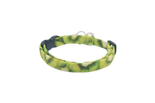 Lime Green Kiwi Cat Collar - Kiwi Fruit Breakaway Cat Collar - Handmade by Kira's Pet Shop