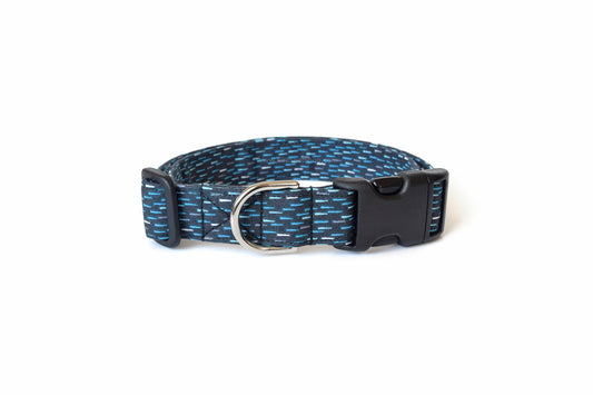 Navy Blue Rain Dog Collar - Handmade by Kira's Pet Shop