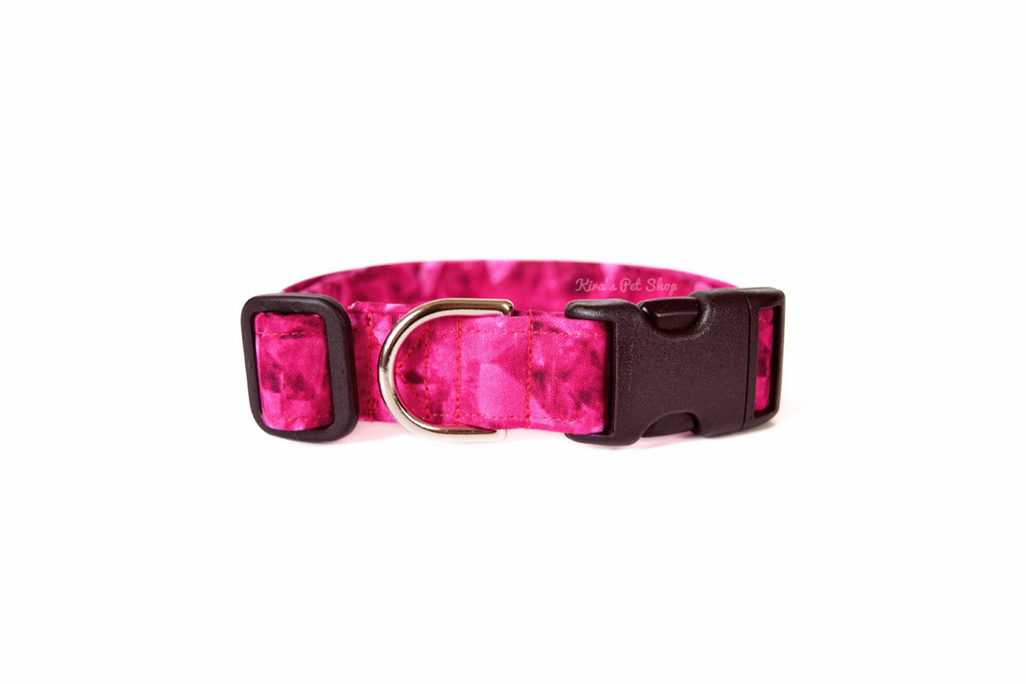 Hot Pink Dog Collar - Quartz Crystal Pattern Collar - Handmade by Kira's Pet Shop