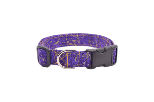 Purple & Gold Marble Dog Collar - Handmade by Kira's Pet Shop