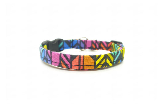 Vertical Rainbow Chevron Breakaway Cat Collar - Colorful Rainbow Cat Collar - Handmade by Kira's Pet Shop