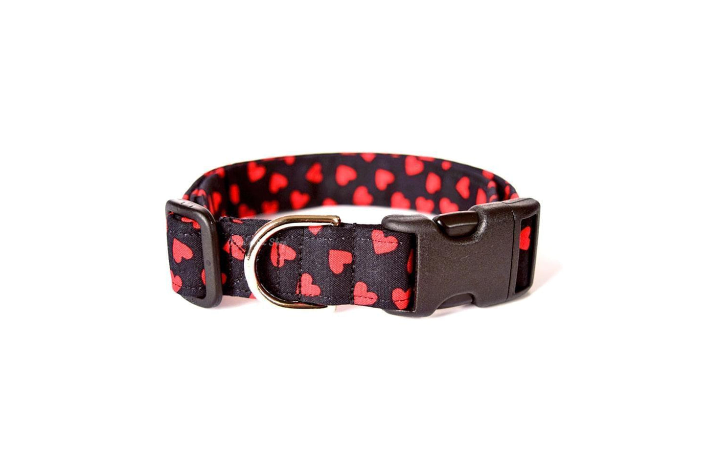 Black & Red Valentine's Day Hearts Dog Collar