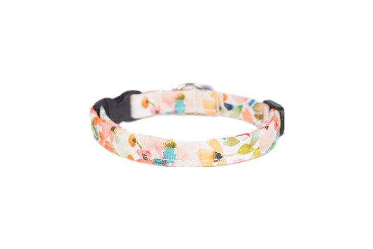 Watercolor Floral Cat Collar - Cute Girly Flower Pattern - Breakaway Cat Collar - Handmade by Kira's Pet Shop