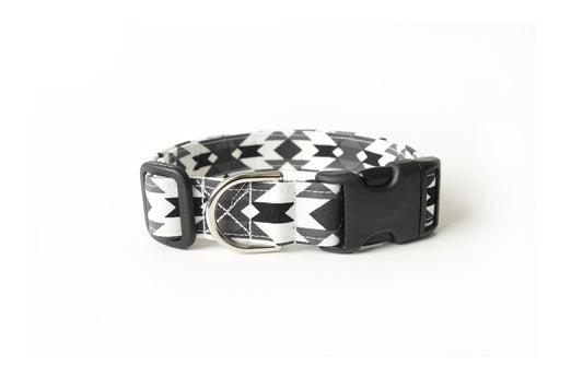 White & Gray Southwest Dog Collar - Handmade by Kira's Pet Shop