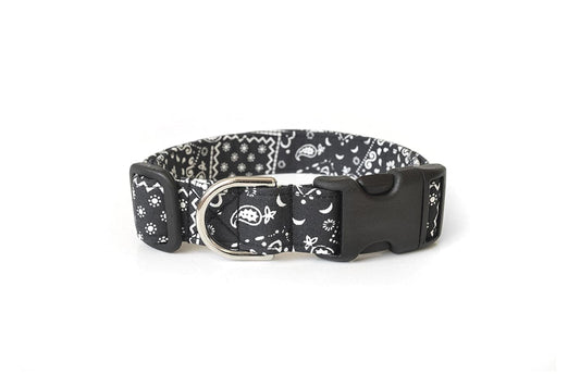 Black & White Paisley Bandana Print Dog Collar