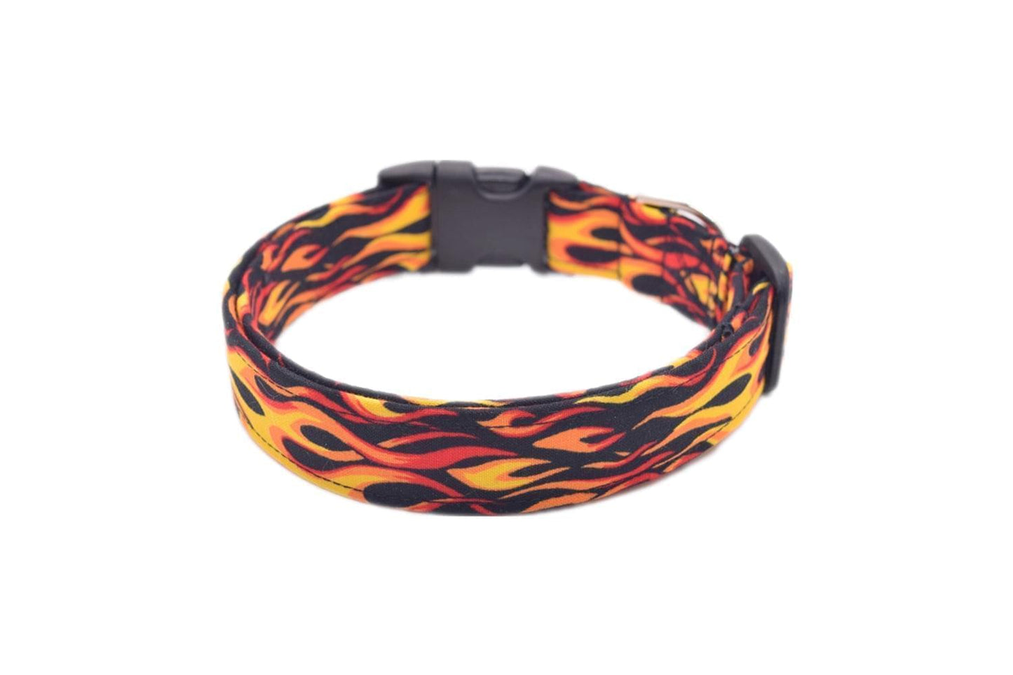 Black with Red, Orange & Yellow Flames Dog Collar