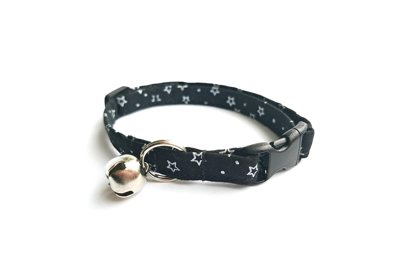 Black & Metallic Silver Stars Cat Collar