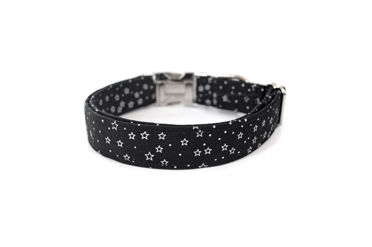 Black & Metallic Silver Stars Dog Collar