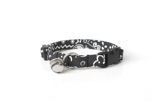 Black & White Paisley Bandana Print Cat Collar