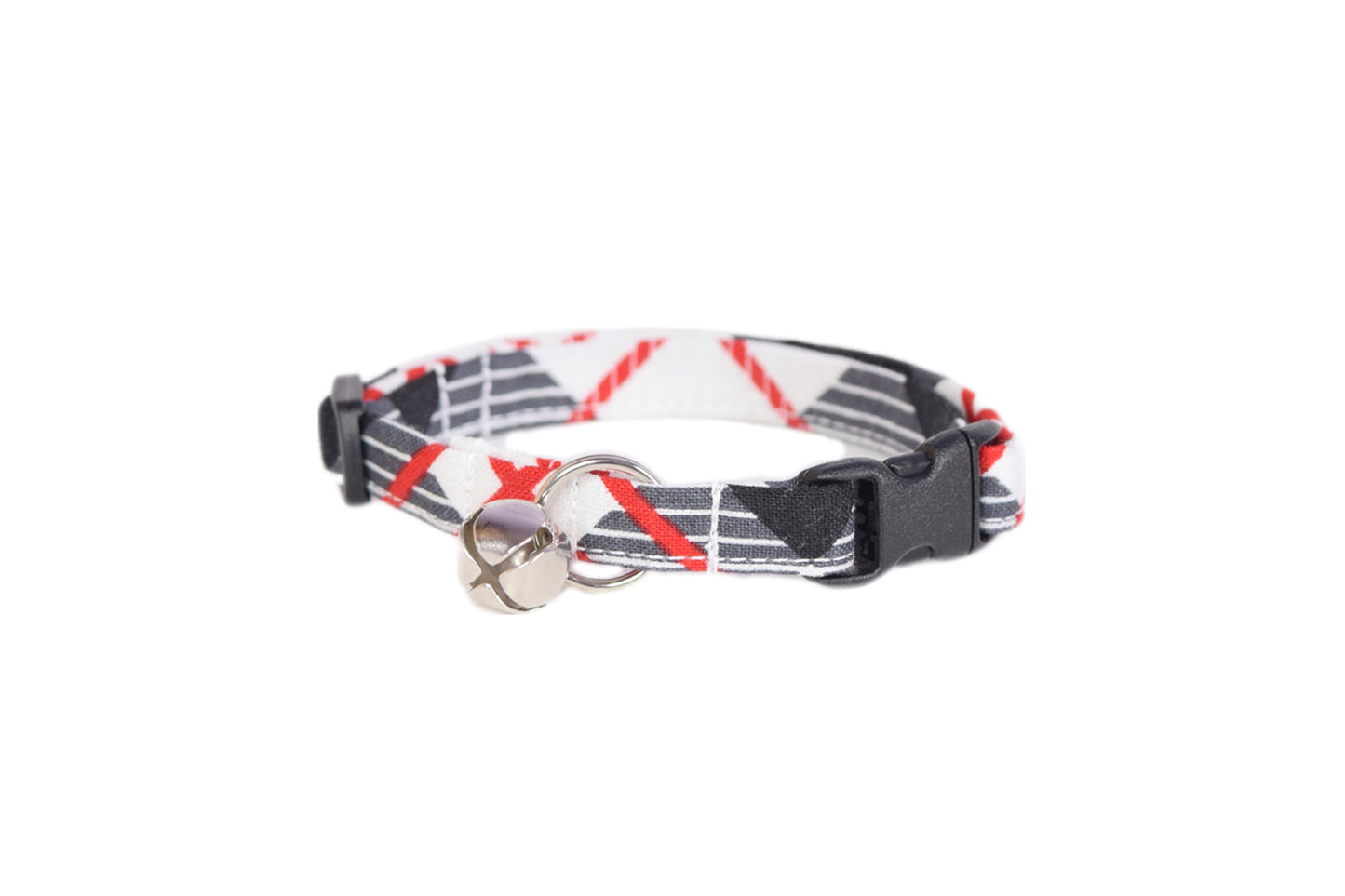 Red, Black, White & Gray Plaid Breakaway Cat Collar - Handmade by Kira's Pet Shop