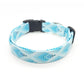 Teal Blue Geometric Feather Pattern Dog Collar - Handmade by Kira's Pet Shop