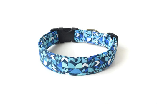 Blue Geometric Shapes Dog Collar