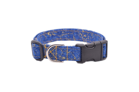 Blue & Gold Marble Dog Collar