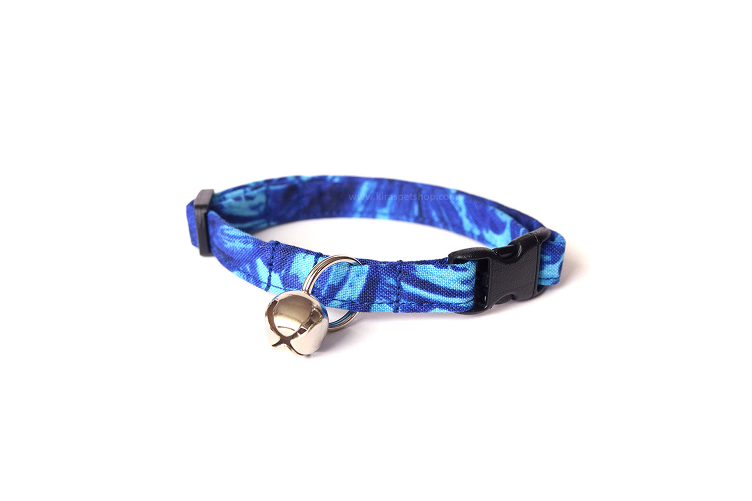 Blue Cat Collar - Blue Paint Strokes - Breakaway Cat Collar - Handmade by Kira's Pet Shop