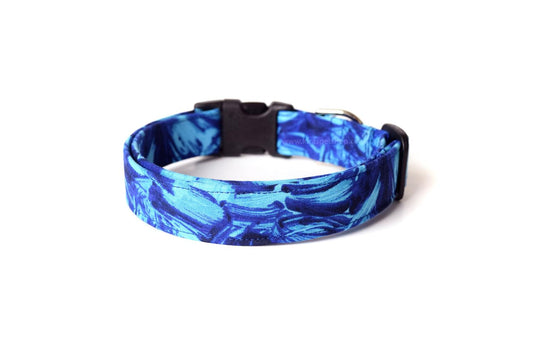 Blue Paint Strokes Dog Collar