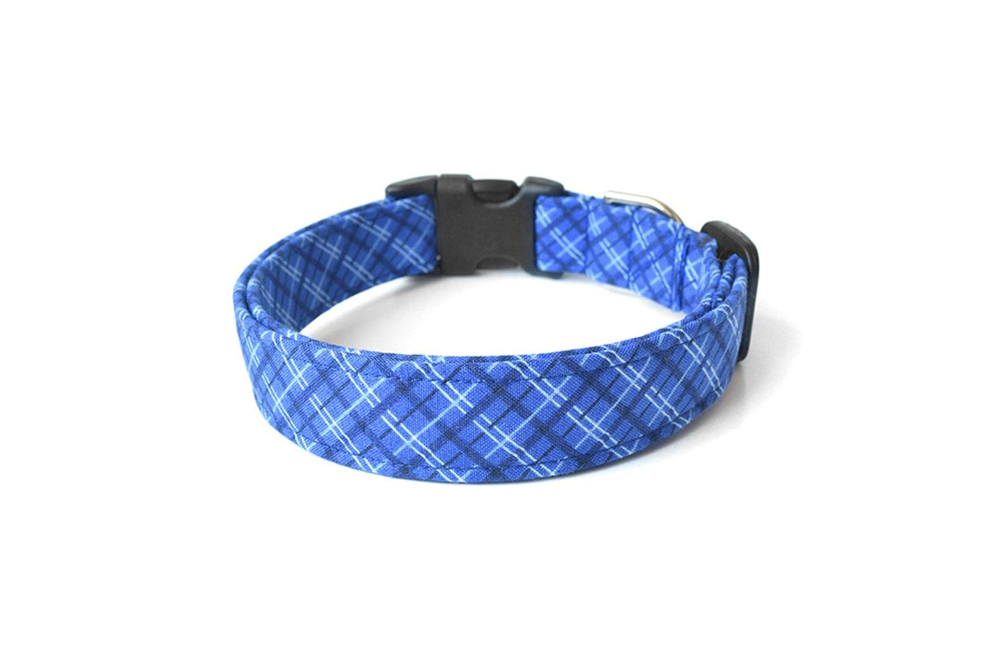 Blue Plaid Dog Collar