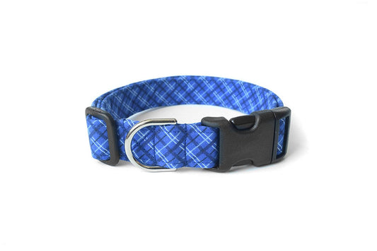 Blue Plaid Dog Collar