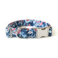 Blue & Red Floral Dog Collar