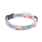 Gray, Blue & Red Geometric Triangles Cat Collar - Breakaway Cat Collar - Handmade by Kira's Pet Shop