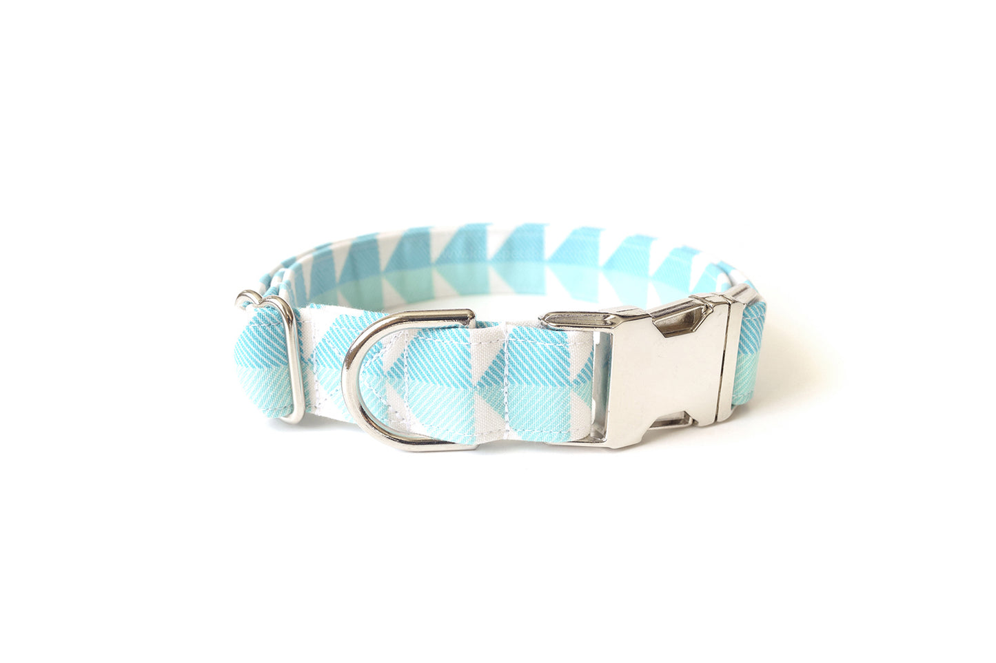 Modern Light Blue & White Dog Collar - Handmade by Kira's Pet Shop