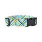 Teal Blue, Yellow & Black Plaid Dog Collar - Handmade by Kira's Pet Shop