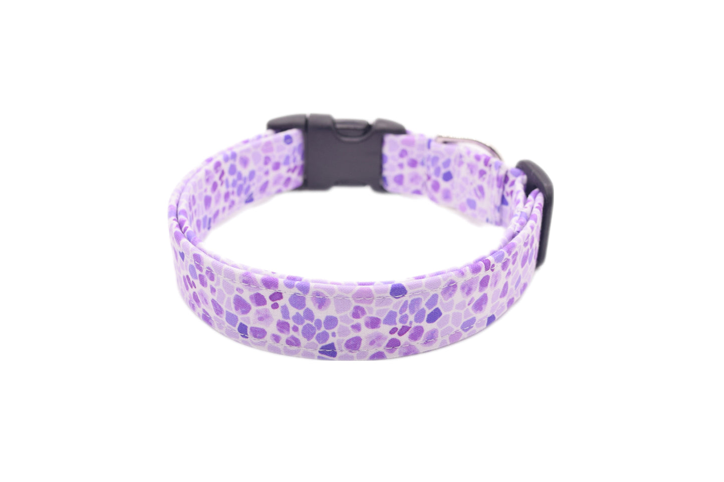 Lilac Purple Stone Pattern Dog Collar - Lavender Cobblestones - Handmade by Kira's Pet Shop