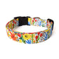 Multicolor Painted Floral Dog Collar - Handmade by Kira's Pet Shop
