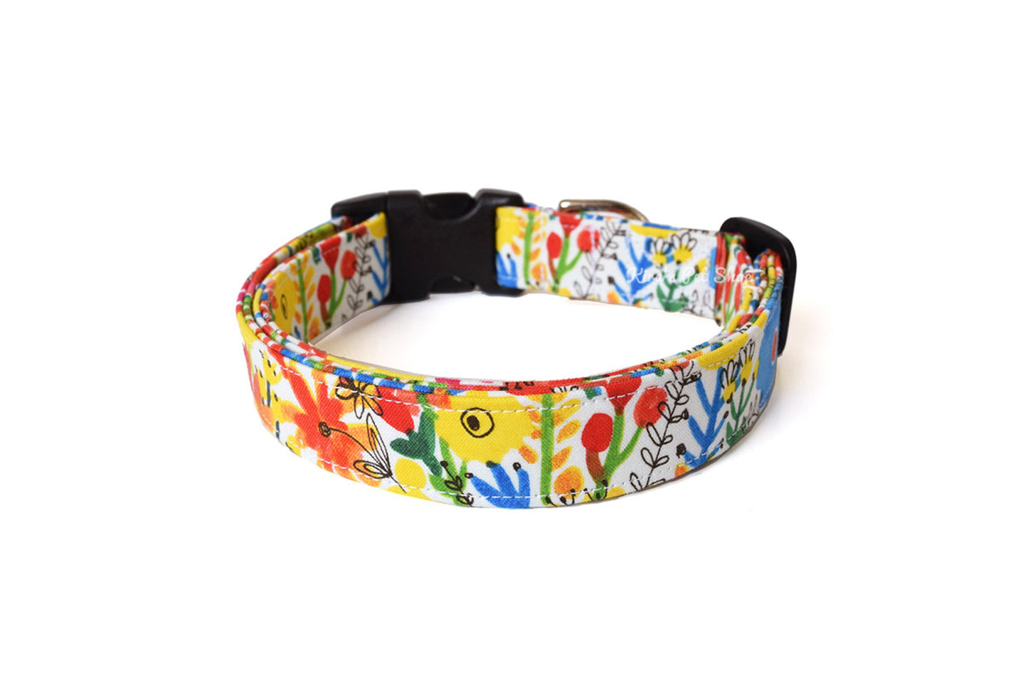 Multicolor Painted Floral Dog Collar - Handmade by Kira's Pet Shop