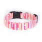 Cute Modern Abstract Pink Stripes Dog Collar - Handmade by Kira's Pet Shop