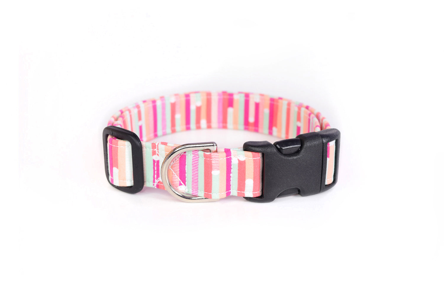 Cute Modern Abstract Pink Stripes Dog Collar - Handmade by Kira's Pet Shop