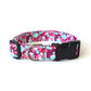 Fuschia Purple, Blue & White Floral Dog Collar - Handmade by Kira's Pet Shop