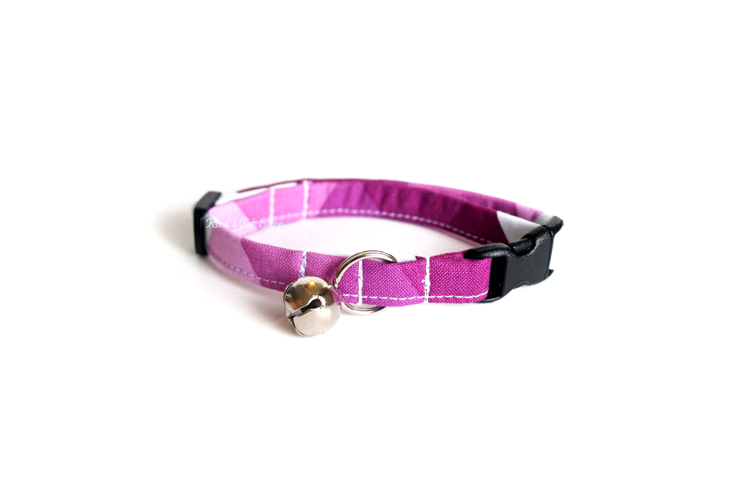 Fuchsia Cat Collar - Pink Purple Magenta Geometric Cat Collar - Breakaway Cat Collar - Handmade by Kira's Pet Shop