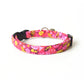Fuchsia Cat Collar - Hot Pink Fuchsia & Yellow Floral - Breakaway Cat Collar - Handmade by Kira's Pet Shop