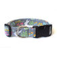 Easter Dog Collar - Easter Bunny with Colorful Flowers on Gray - Handmade by Kira's Pet Shop