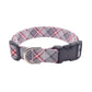 Gray & Red Plaid Dog Collar - Handmade by Kira's Pet Shop