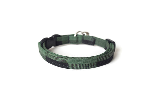 Forest Green Buffalo Plaid Cat Collar - Green & Black Buffalo Check Pattern - Breakaway Cat Collar - Handmade by Kira's Pet Shop