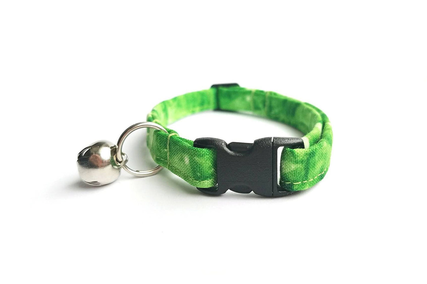 Green Crystal Cat Collar - Green Breakaway Cat Collar - Handmade by Kira's Pet Shop